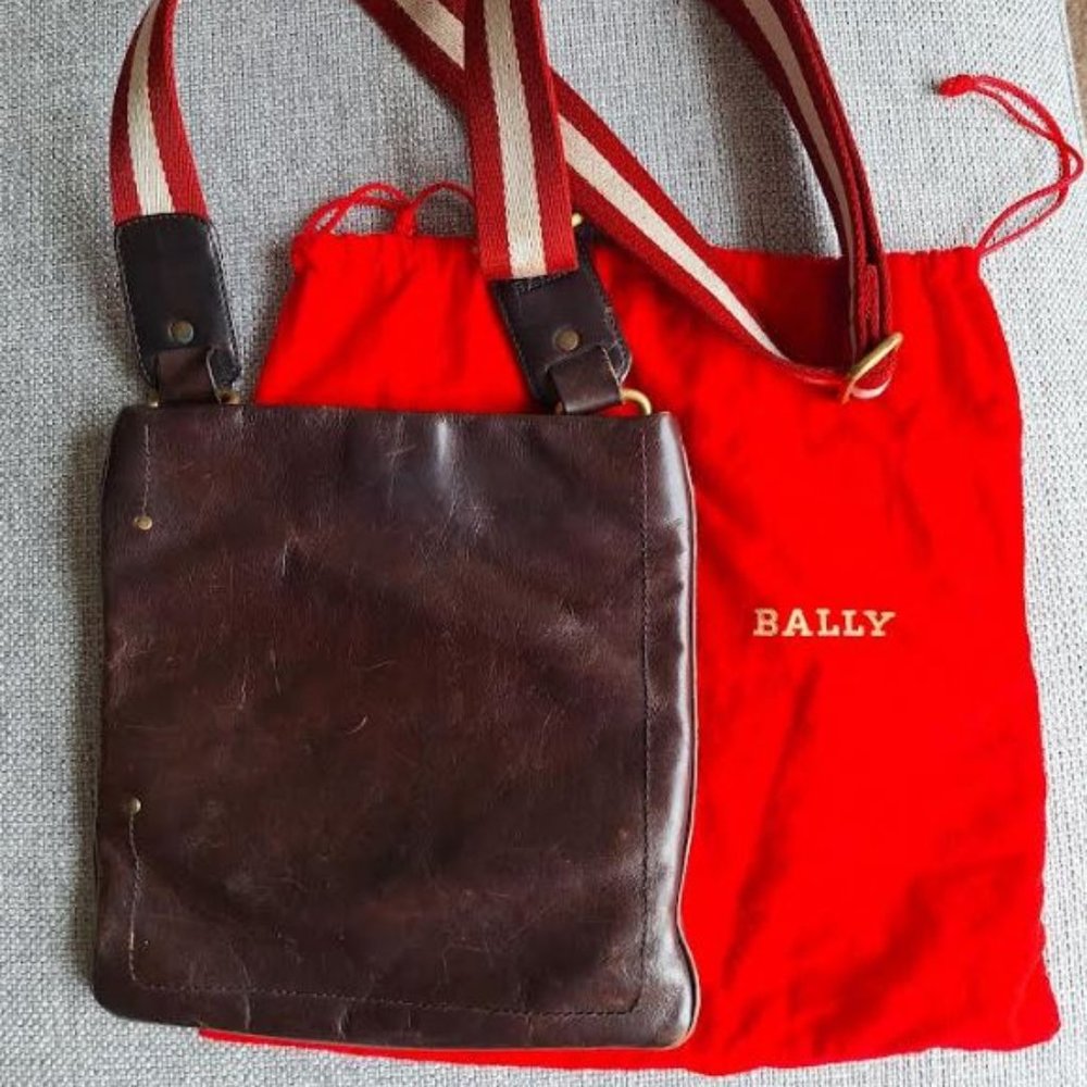 Vintage BALLY Crossbody Leather Bag-Dark Brown